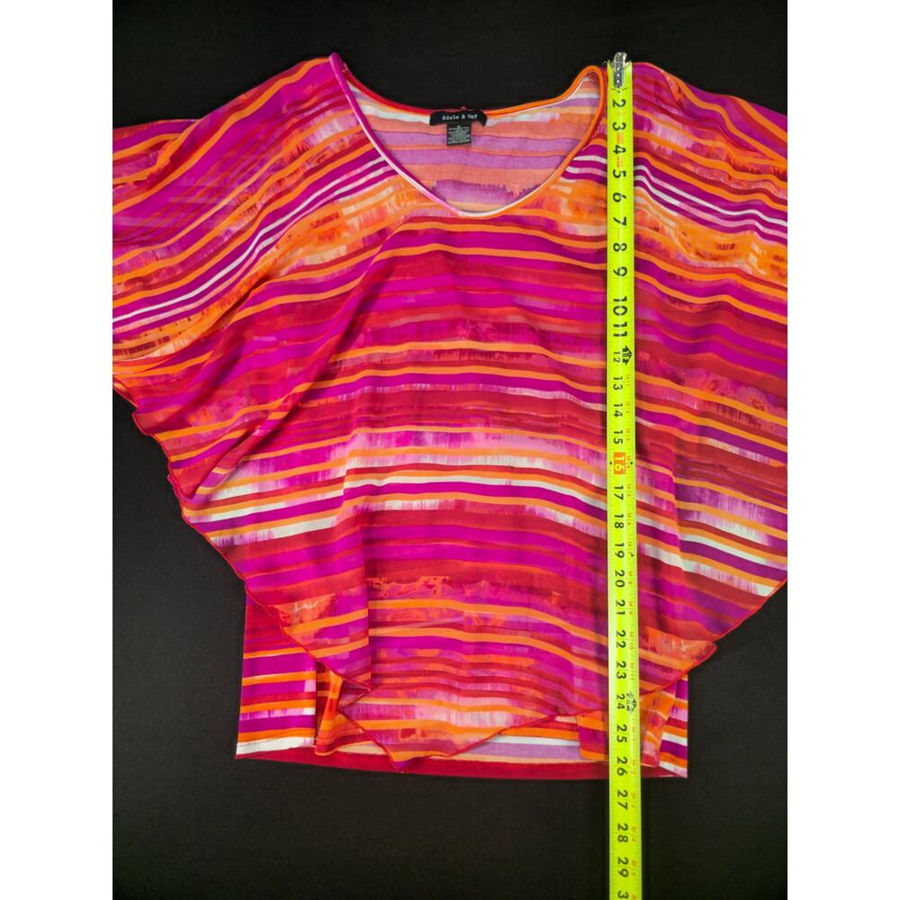 Adele & May Women's Medium Sheer Striped Batwing Dolman Blouse Top Pink M - Picture 4 of 5